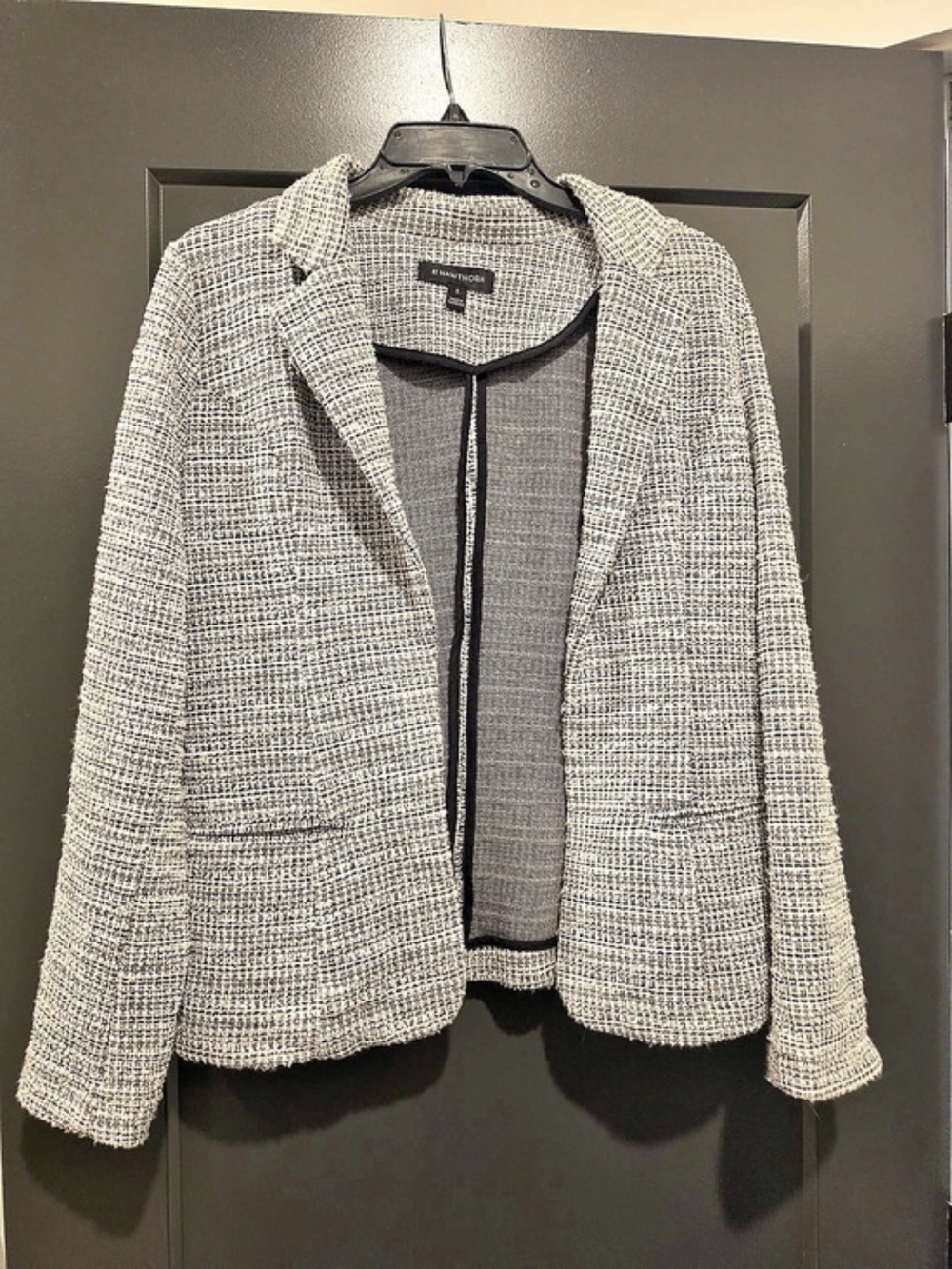 Hawthorn Women's Checkered Blazer in Gray & Black Like New